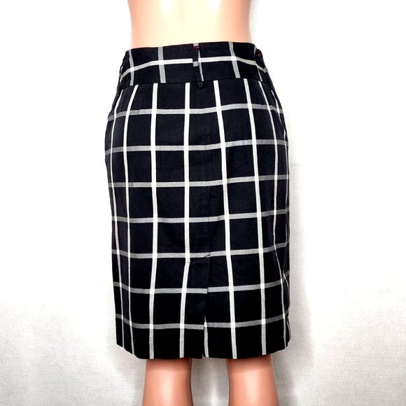 Tommy Hilfiger Black Check Plaid Pencil Skirt Pockets Zip Front Career - Picture 3 of 5